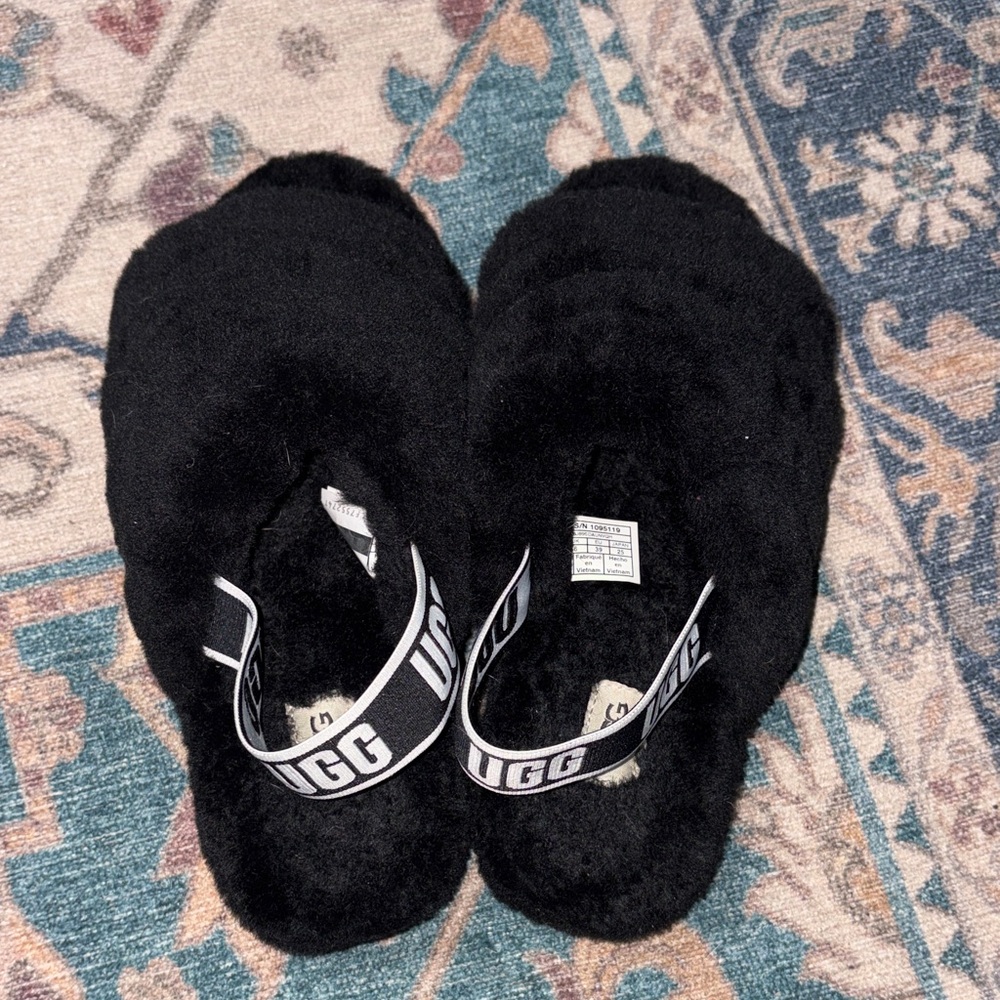 UGG Women’s Black Fuzzy Slippers
